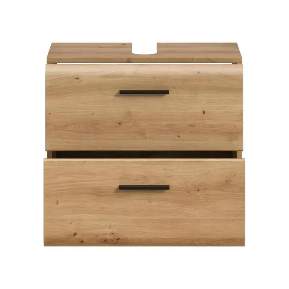 Hioshop Ice wastafel 2 lades eiken decor