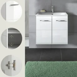 Hioshop Ice wastafel inclusief was 2 deuren wit hoogglans- wit