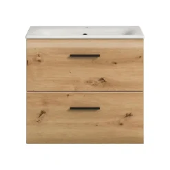 Hioshop Ice wastafel inclusief was 2 lades eiken decor