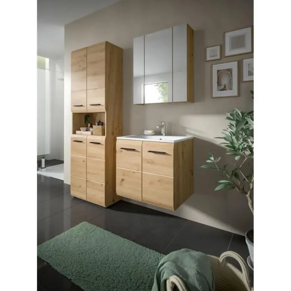 Hioshop Ice wastafel inclusief was 2 deuren eiken decor