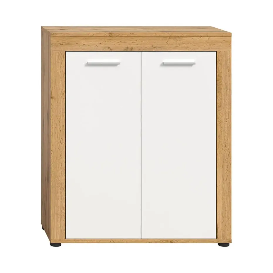 Hioshop Jam schoenenkast 2 deuren wit- eik decor