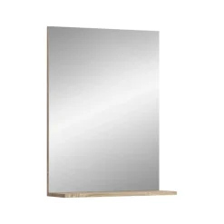 Hioshop Lambada spiegel bad 1 deur- 1 plank wit hoogglans- eiken decor