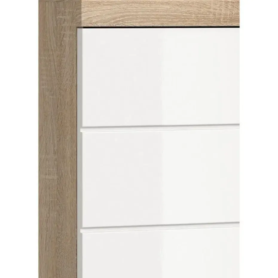 Hioshop Lambada wastafel 2 deuren wit hoogglans- eiken decor