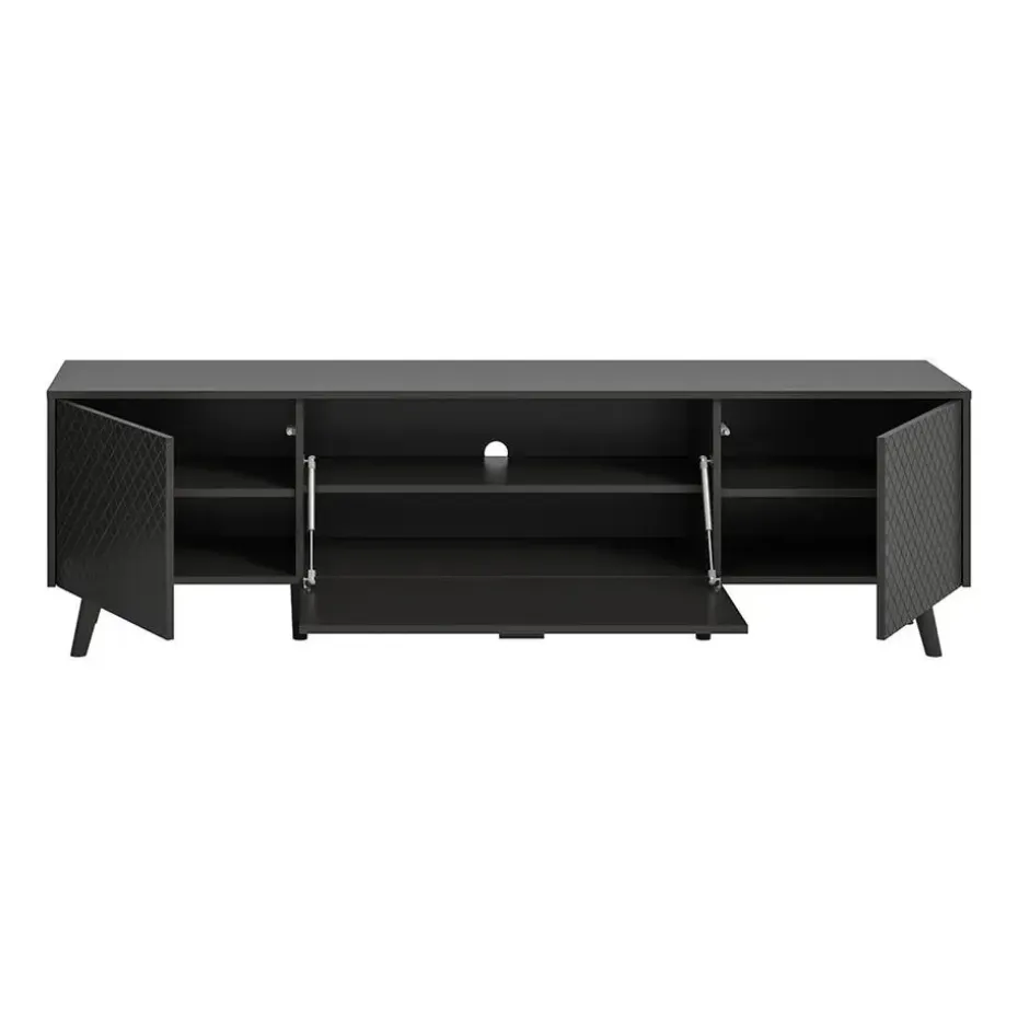 Hioshop Linea dressoir 2 deuren 1 klepdeur mat grijs