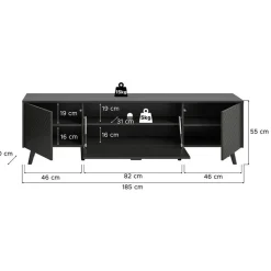Hioshop Linea dressoir 2 deuren 1 klepdeur mat grijs