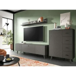 Hioshop Linea dressoir 2 deuren 1 klepdeur mat grijs