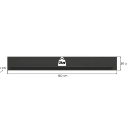 Hioshop Linea wandkast wandplank 1 plank mat grijs