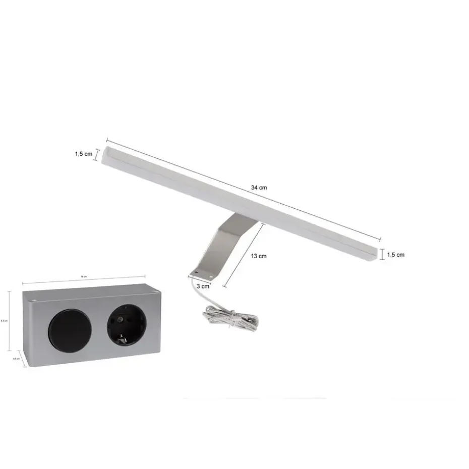 Hioshop Linus spiegelkast 3 deuren met licht zwart