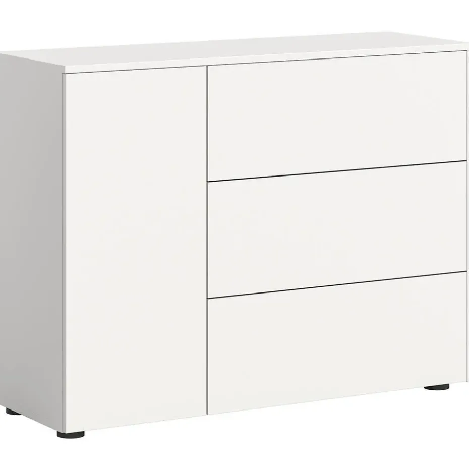 Hioshop Loft dressoir 3 laden 1 deur wit
