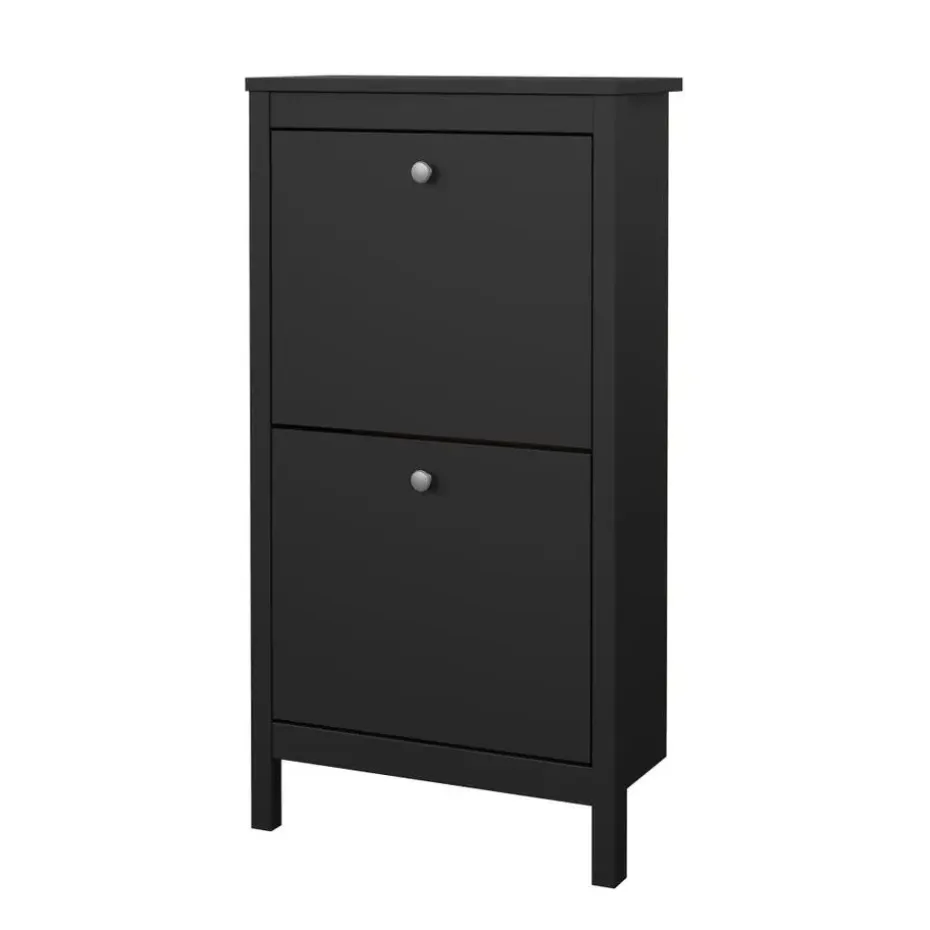 Hioshop Madrid schoenenkast 2 kleppen zwart mat