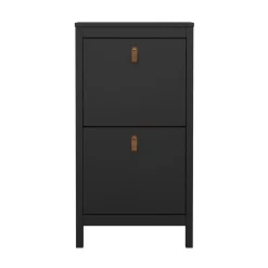 Hioshop Madrid schoenenkast 2 kleppen zwart mat