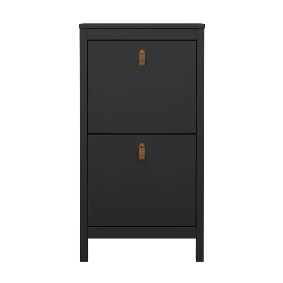 Hioshop Madrid schoenenkast 2 kleppen zwart mat
