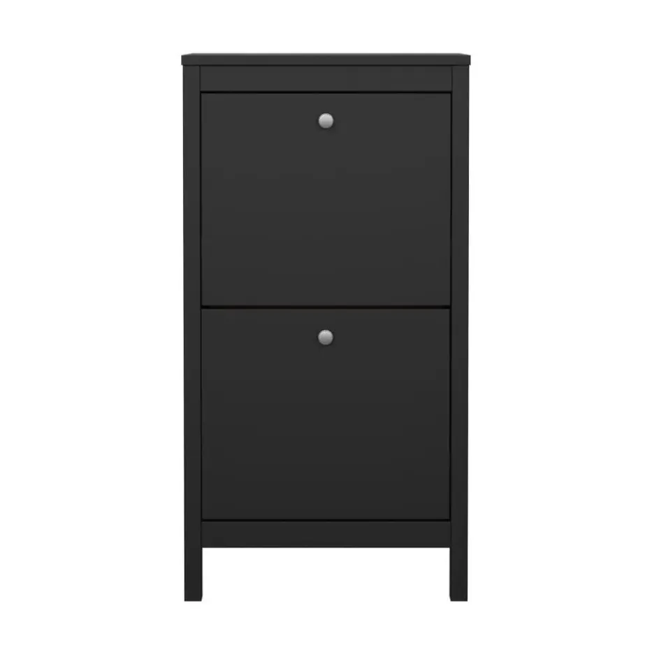 Hioshop Madrid schoenenkast 2 kleppen zwart mat