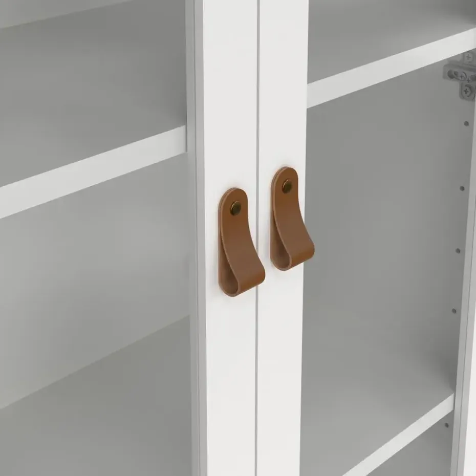 Hioshop Madrid vitrinekast 2 glazen deuren 3 laden wit