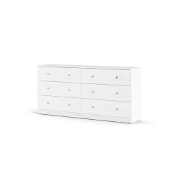 Hioshop Maria kommode breed met 6 lades- wit