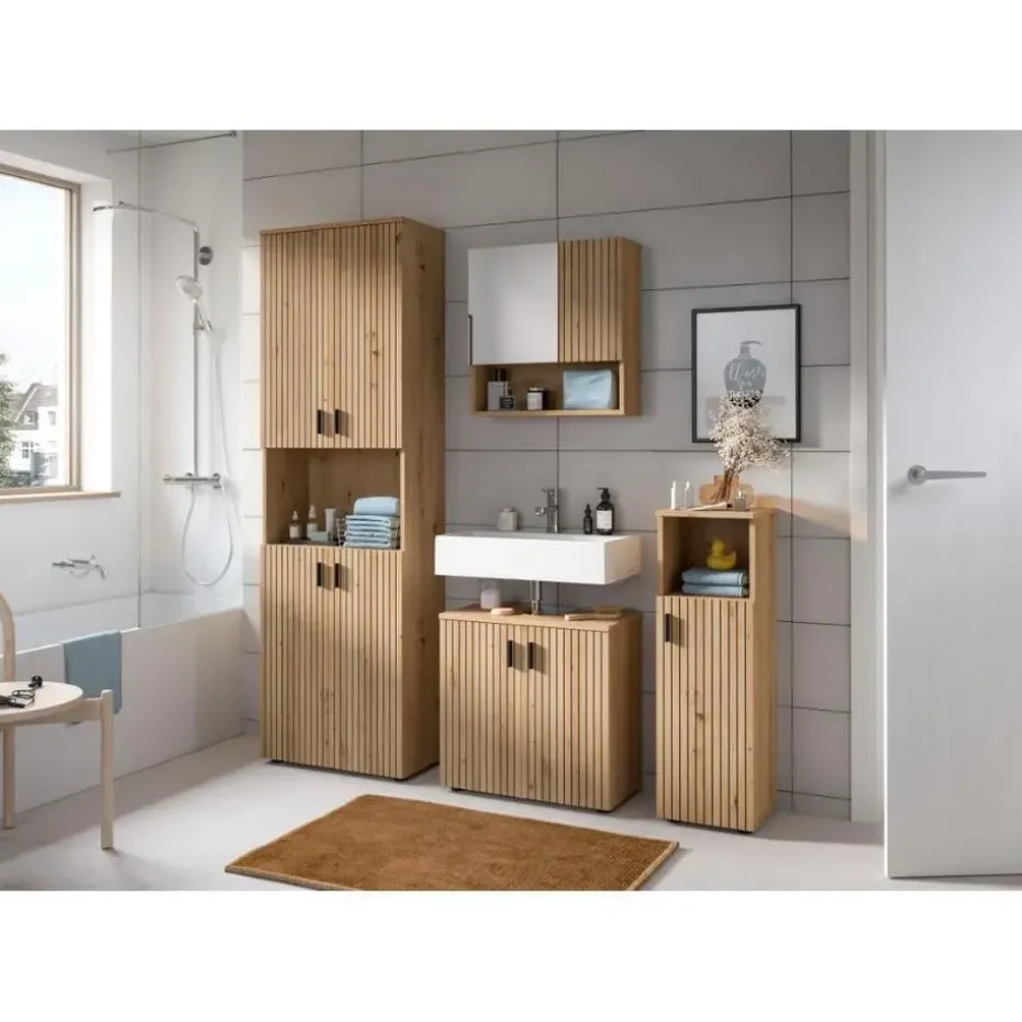 Hioshop Mone badkamerkast 1 deur- 1 plank eiken decor