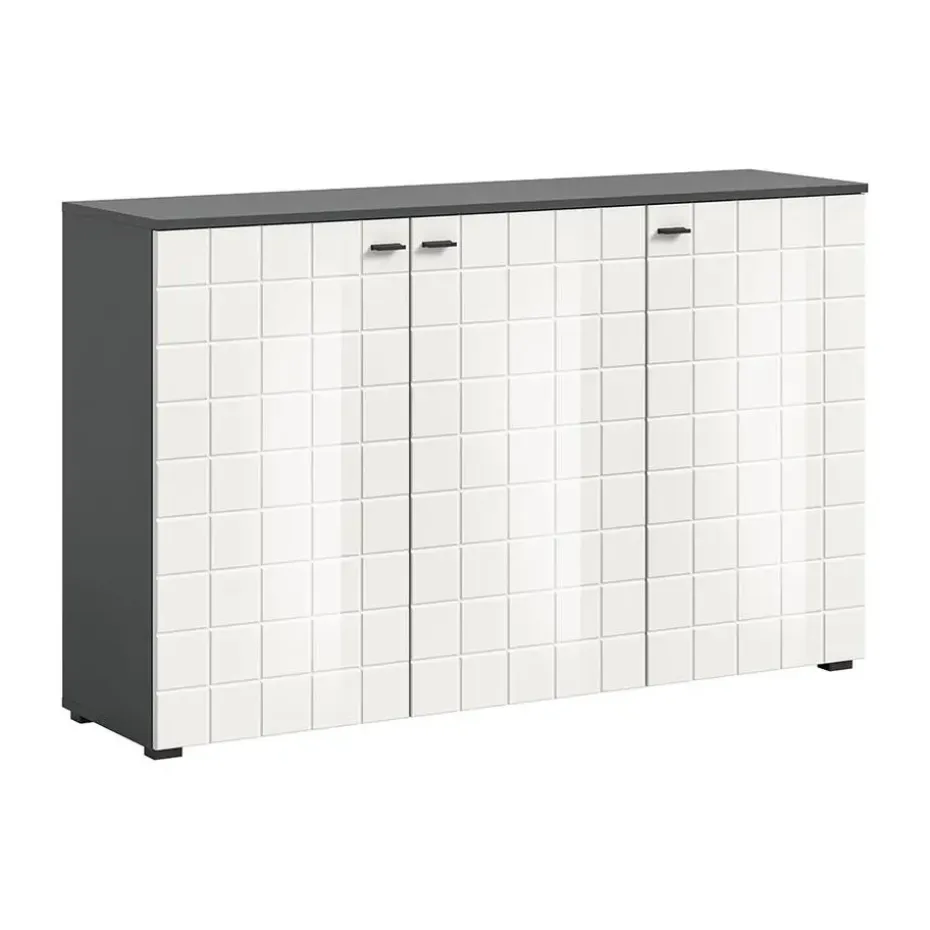 Hioshop Monte dressoir 3 deuren wit hoogglans