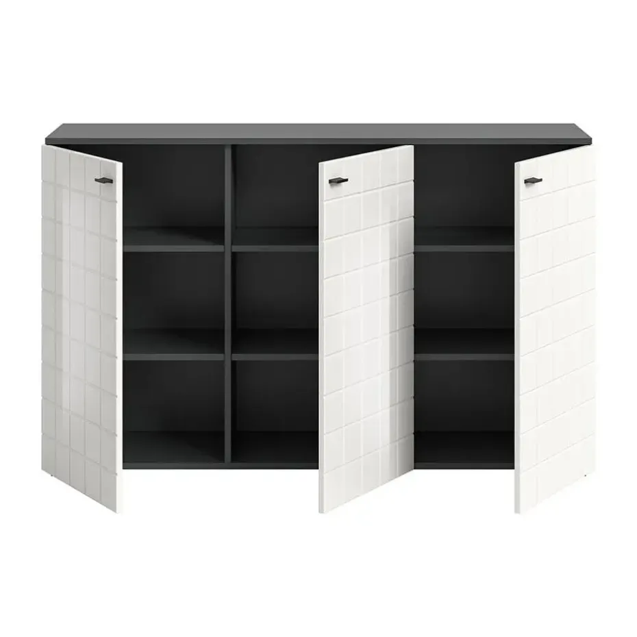 Hioshop Monte dressoir 3 deuren wit hoogglans