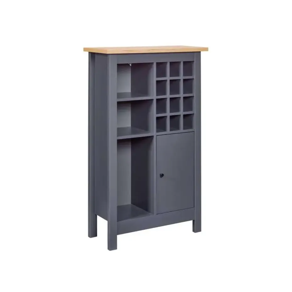 Hioshop Nellina wandkast wijnrek- 1 deur- 3 open planken- 12 ruimte voor wijn
