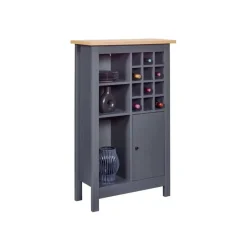 Hioshop Nellina wandkast wijnrek- 1 deur- 3 open planken- 12 ruimte voor wijn