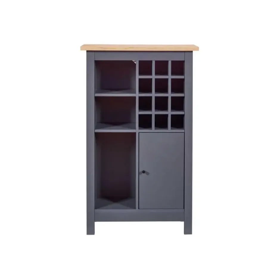 Hioshop Nellina wandkast wijnrek- 1 deur- 3 open planken- 12 ruimte voor wijn