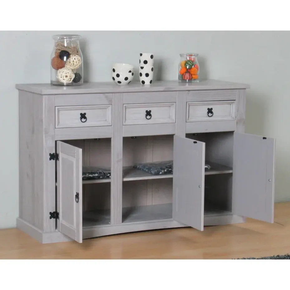 Hioshop New Mexico dressoir 132 cm breed grijs