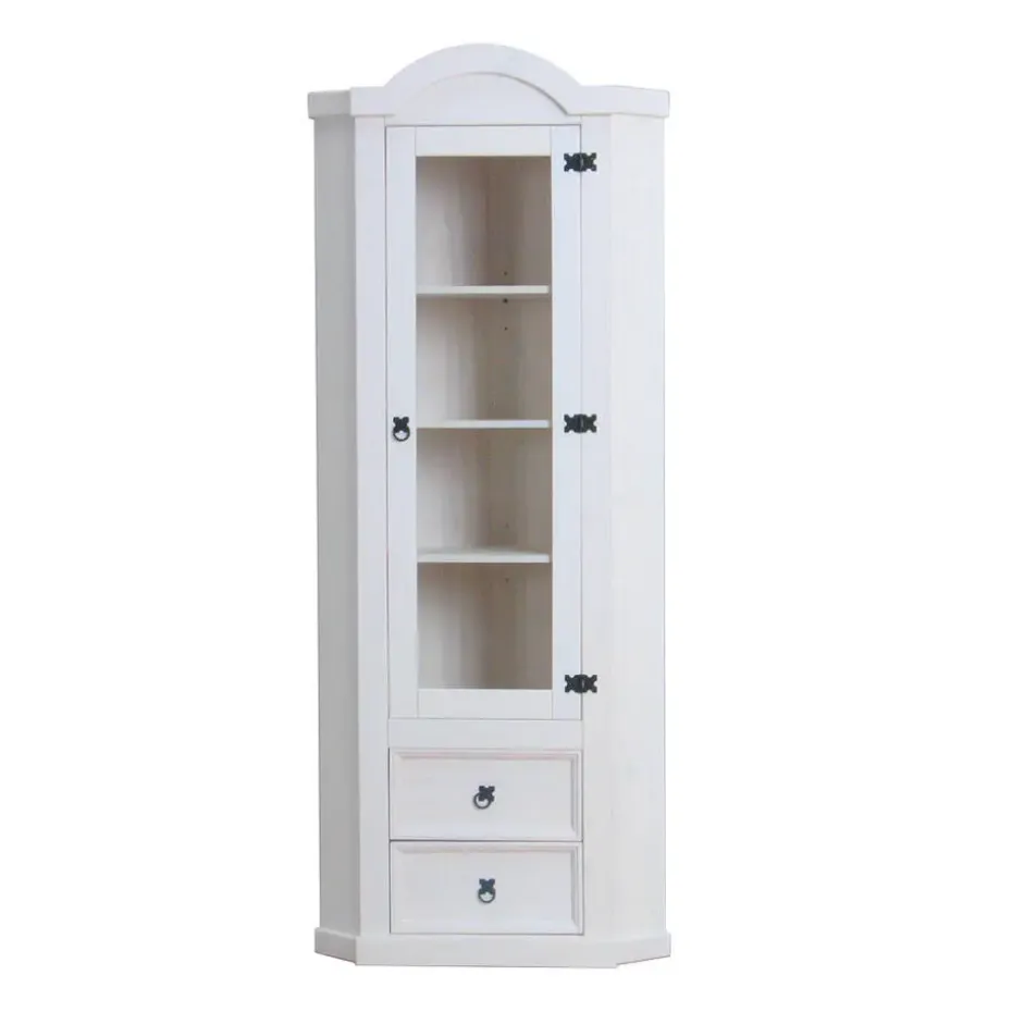 Hioshop New Mexico hoekkast vitrine wit grenen
