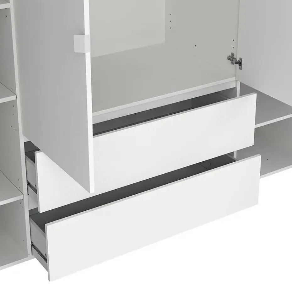Hioshop Next kledingkast 4 deuren 2 lades 197x200cm wit