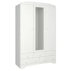 Hioshop Nilon kledingkast 3 deuren 5 laden wit