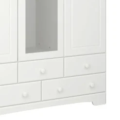 Hioshop Nilon kledingkast 3 deuren 5 laden wit