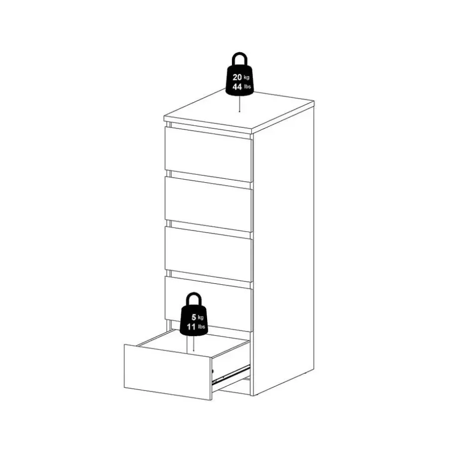 Hioshop Noulan commode 5 lades eiken decor