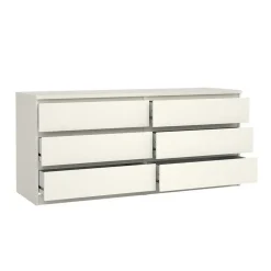 Hioshop Noulan commode 6 lades witte essenhout decor