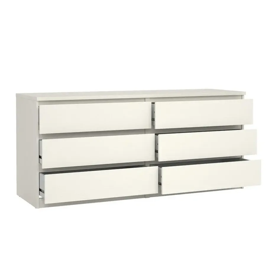 Hioshop Noulan commode 6 lades witte essenhout decor