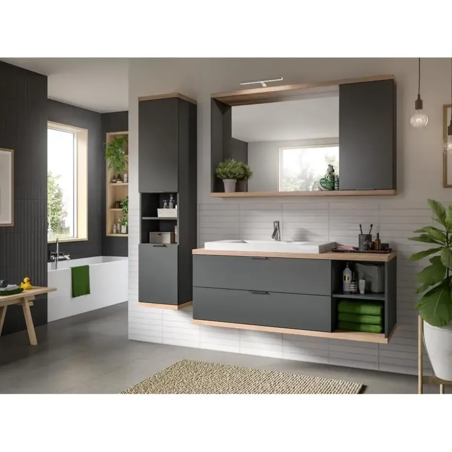 Hioshop Nuaro spiegelkast 1 deur grijs