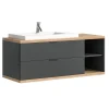 Hioshop Nuaro wastafel 2 lades grijs