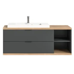 Hioshop Nuaro wastafel 2 lades grijs