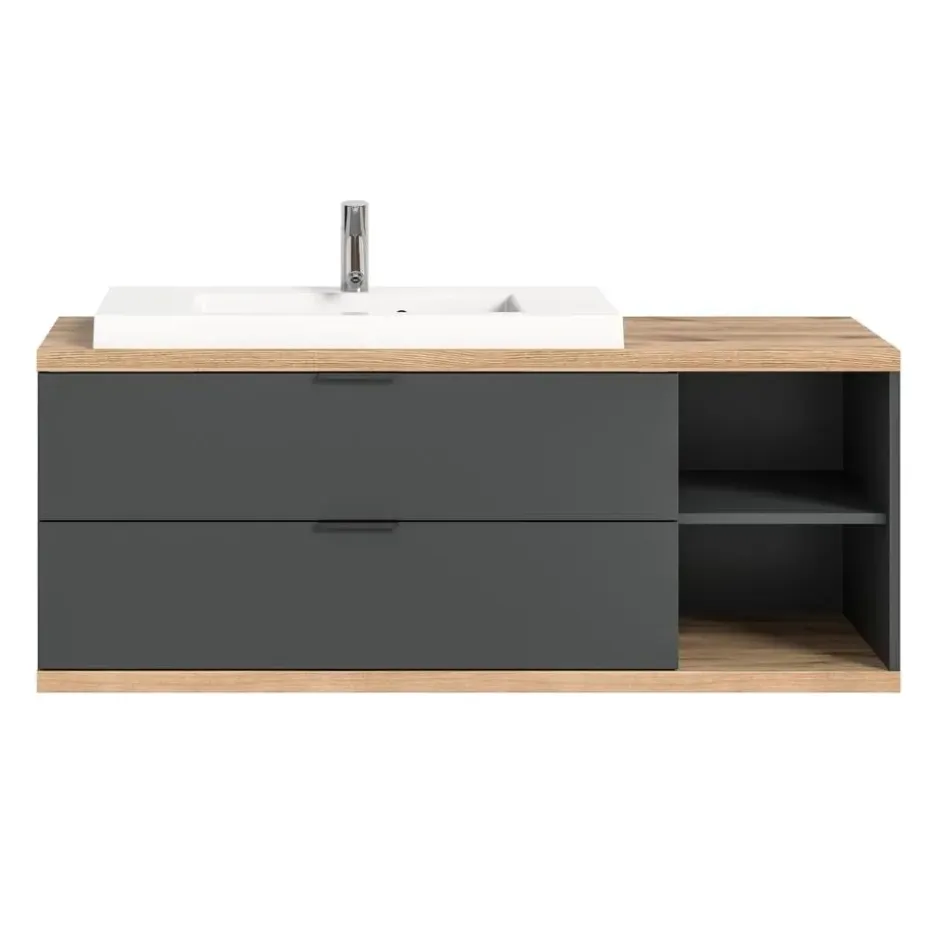 Hioshop Nuaro wastafel 2 lades grijs