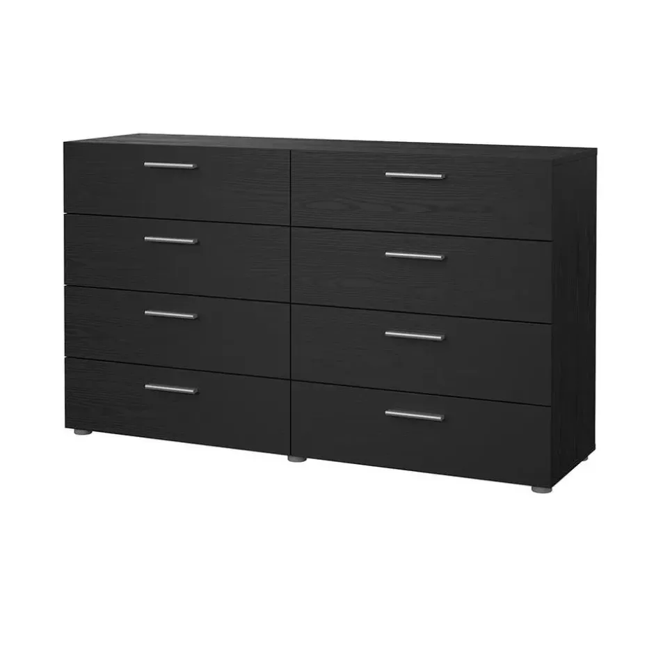 Hioshop Pepe kommode 8 lades zwarte structuur