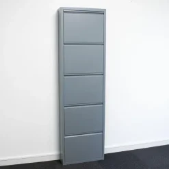 Hioshop Pisa schoenenkast grijs metaal met 10 vakken