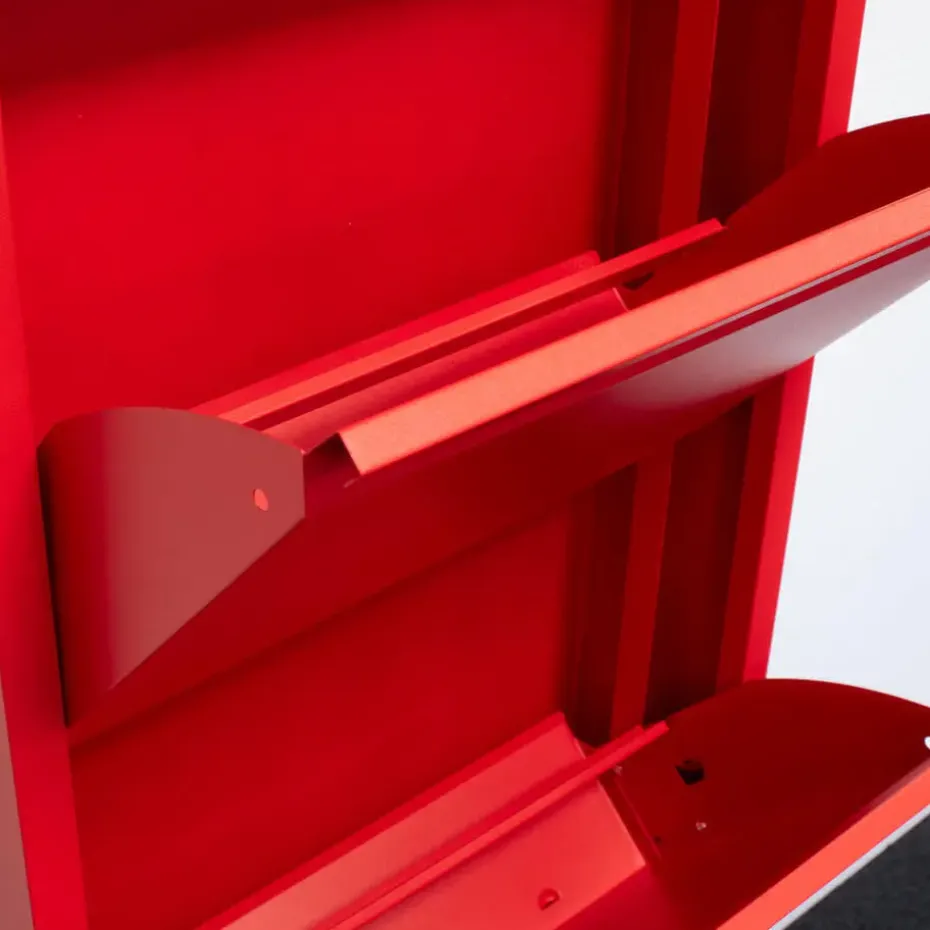 Hioshop Pisa schoenenkast rood metaal met 15 vakken