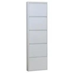 Hioshop Pisa schoenenkast wit metaal met 5 vakken