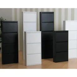 Hioshop Pisa schoenenkast zwart metaal met 5 vakken - set van 2