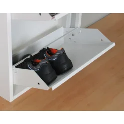 Hioshop Pisa schoenenkast wit metaal met 3 vakken - set van 3