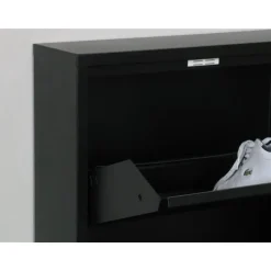 Hioshop Pisa schoenenkast zwart metaal met 4 vakken