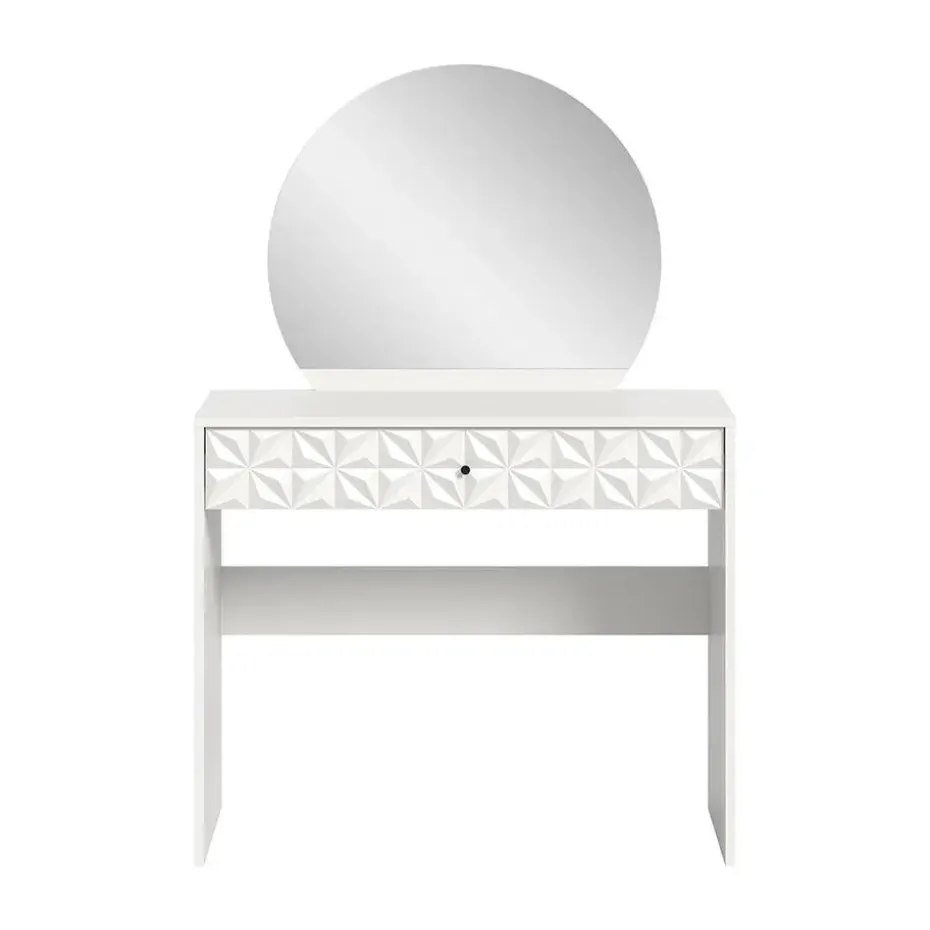 Hioshop Prisma kaptafel 1 lade 1 spiegel wit