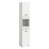Hioshop Prisma kolomkast 2 deuren- 1 lade- 1 plank wit