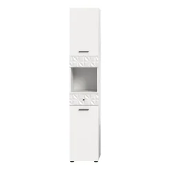 Hioshop Prisma kolomkast 2 deuren- 1 lade- 1 plank wit