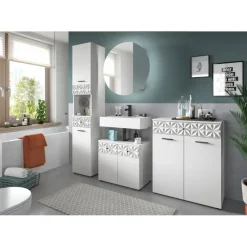 Hioshop Prisma kolomkast 2 deuren- 1 lade- 1 plank wit