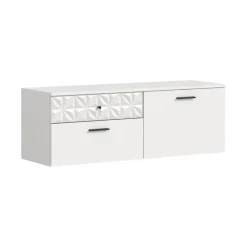 Hioshop Prisma schoenenkast 2 schuifdeuren- 1 vouwdeur- 2 lades- 1 plank wit