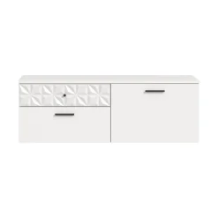 Hioshop Prisma schoenenkast 2 schuifdeuren- 1 vouwdeur- 2 lades- 1 plank wit